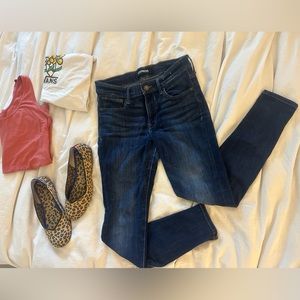 Express dark wash mid rise stretch leggings